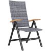 Outsunny Outdoor Folding Dining Chair, PE Rattan Chair with Armrests, High Backrest, for Garden, Camping, Balcony, Porch, Light Grey