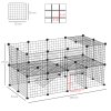 PawHut DIY Pet Playpen Metal Wire Fence Indoor Outdoor Rabbit Small Animals Cage 36 Panel Enclosure Black