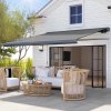 Outsunny 3 x 2.5m Electric Awning with Remote Controller, Aluminium Frame DIY Retractable Awning, UV50+ Sun Shade Canopy for Garden Patio Deck Door Window, Grey