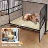PawHut Dog Crate Furniture, Dog Cage End Table Indoor with 3 Doors, Furniture Style Dog Crate with Soft Washable Cushion, for Large Dogs, 100L x 60W x 68Hcm