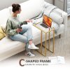 HOMCOM C-Shaped Side Table, Modern Slim End Table with Tempered Glass Tabletop, Steel Frame for Small Space, Living Room, Bedroom, Gold Tone