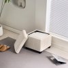 HOMCOM Storage Ottoman Bench, Corduroy Footstool with Removable Lid and Legs, 40cm Storage Chest Box for Living Room, Bedroom, Hallway, Beige