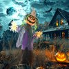 HOMCOM 106cm Pumpkin Outdoor Halloween Decoration, Halloween Animatronic with Sound Activated, Light Up Eyes, Music, Animated Prop for Haunted House