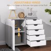 HOMCOM Lateral Office Storage Cabinet on Wheels, 5-Drawers Cabinet with Door and Adjustable Shelf for Home Office, White