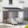 Outsunny 2.5m x 2m Retractable Awning, DIY Garden Awning Canopy, Anti-UV Sun Shade Shelter with Aluminium Frame and Crank Handle, Black