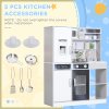 AIYAPLAY Play Kitchen, Pretend Toy Kitchen, Kids Kitchen Playset with Sounds and Lights Cooking Stove, Running Water, Coffee Maker Refrigerator, Microwave, Kitchen Accessories