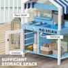 AIYAPLAY Kids Mud Kitchen, Outdoor Play Kitchen with Stoves, Sink, Faucet, Storage Shelves, Cookware Accessories, Pretend Wooden Kitchen Playset for Boys Girls, Blue