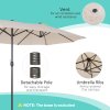 Outsunny 4.6m Large Garden Parasol Double-Sided Sun Umbrella Patio Market Canopy Shade Outdoor Beige- NO BASE
