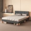 HOMCOM 5ft King Bed Frame with Underbed Storage, Upholstered Platform Bed Frame with Tufted Headboard and Wood Slat Support, No Box Spring Needed, Easy Assembly, Grey