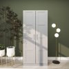 HOMCOM 2 Door Wardrobe for Bedroom, Double Wardrobe with Shelves and Hanging Rail, Modern Bedroom Furniture, Grey