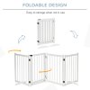PawHut Wooden Dog Gate, Dog Fence Indoor, 80 cm Tall Freestanding Pet Gate for Small and Medium Dogs with 4 Panels, 2 Support Feet, White
