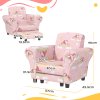 AIYAPLAY Kids Armchair with Stool, 2 Piece Kids Sofa Set with Unicorn Design, Wooden Frame, Upholstered Kids Chair for Bedroom, Playroom, Kid Room, for 1.5-3 Years Old, Pink