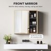 HOMCOM Bathroom Mirror Cabinet, Wall Mounted Bathroom Cabinet with Mirror, 2 Doors and Cupboards, Natural