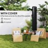 Outsunny 3(m) Cantilever Parasol with Solar LED and Easy Lever, Garden Parasol Umbrella with Cross Base and Waterproof Cover, Outdoor Sun Shades, Orange