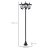 Outsunny 1.8m Traditional Victorian Style 3 Way Head Outdoor Garden Solar Post Lamp Sensor Dimmable LED Lantern Bollard Pathway IP44 - Black
