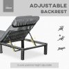 Outsunny Rattan Sun Lounger, 5-Level Adjustable Garden Lounger Recliner with Cushion and Headrest, Outdoor Reclining Sunbed, Steel Frame Garden Chair for Patio, Beach, Terrace, Dark Grey
