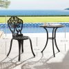 Outsunny 3 Piece Cast Aluminium Garden Bistro Set for 2 with Parasol Hole, Outdoor Coffee Table Set, Two Armless Chairs and Round Coffee Table for Balcony, Patio, Black