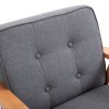 HOMCOM Accent Chair, Linen Fabric Armchair, Occasional Chair with Rubber Wood Frame for Living Room Reception Bedroom Balcony, Grey and Natural