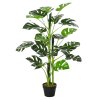 Outsunny 100cm/3.3FT Artificial Monstera Tree Decorative Cheese Plant 21 Leaves with Nursery Pot, Fake Tropical Palm Tree for Indoor Outdoor D??cor