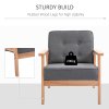 HOMCOM Accent Chair, Linen Fabric Armchair, Occasional Chair with Rubber Wood Frame for Living Room Reception Bedroom Balcony, Grey and Natural