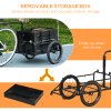 HOMCOM Bike Trailer, Bicycle Cargo Trailer Wagon Cart with 65L Foldable Storage Box, Pneumatic Tyres and Safe Reflectors, Max Load 40KG, Black