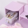 HOMCOM 2 PCS Kids Wooden Dressing Table and Stool Girls Vanity Table Makeup Table Set with Mirror Drawers Role Play Toy for Toddlers Age 3 Years +, Pink and White