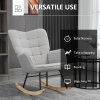 HOMCOM Wingback Rocking Chair for Nursing, Berber Fleece Nursery Glider Rocker, Modern Armchair for Living Room, Light Grey