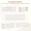 PawHut Freestanding Pet Gate 4 Panel Wooden Dog Barrier Foldable Safety Fence with Support Feet 264cm Long 77cm Tall for Doorway Stairs White