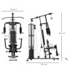 HOMCOM Multi Gym Workout Station, 45Kg Weight Stack Training System, Full Body Fitness for Home Gym, Black