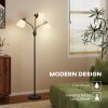 HOMCOM Arc Tree Floor Lamp with 3 Adjustable Rotating Lights and 3000K/4500K/6500K Colour Temperatures, Industrial Standing Lamp with Steel Frame for Bedroom Living Room, 155cm, Black