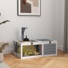 PawHut Tortoise House, Wooden Tortoise Enclosure, Tortoise Habitat with Lamp Holder, 2 Pull-Out Trays, Hideaway, Run, for Indoor, Outdoor, Light Grey