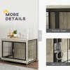 PawHut Dog Crate Furniture on Wheels, Dog Cage End Side Table with Lockable Double Doors, for Large Breeds, 100 x 60 x 73.5cm, Grey