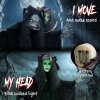 HOMCOM 170cm Life Size Animated Pop-Up Ghost with Werewolf Mask, Halloween Decorations Outdoor Indoor, Scary Halloween Animatronics Decor with Sound Touch Activated, Light Up Animated Prop