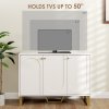 HOMCOM Sideboard with 3 Doors, Modern Storage Cabinet with Adjustable Shelves & Centre Leg for Living Room, Dining Room, Kitchen, TV Cabinet for 50 Inch TV, White