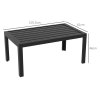 Outsunny Garden Coffee Table, Rectangular Patio Side Table with Steel Frame and Slat Tabletop for Outdoor, Balcony, 101.5 x 61cm, Black