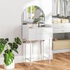 HOMCOM Dressing Table with Arched Mirror, Modern Makeup Desk with 3 Drawers, Small Vanity Table for Bedroom, Small Spaces, 60 x 42.5 x 131 cm, White