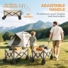 Outsunny 110L Festival Trolley on Wheels, Folding Camping Trolley Cart with Telescopic Handle, Carry Bag and All-Terrain Big Wheels, for Garden, Beach, Fishing, Black, Khaki
