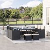 Outsunny 10 Seater Rattan Cube Garden Furniture Set with Cushions, Rattan Dining Set, Outdoor Dining Table and Chairs with 6 Armchairs, 4 Stools, Rectangular Glass Top Table, Black