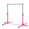 HOMCOM Height Adjustable Gymnastics Horizontal Bar For Kids Home Gym Training Children Junior Kip High Bar Fitness, Pink