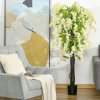 HOMCOM Artificial Realistic White Wisteria Tree Faux Decorative Plant in Nursery Pot for Indoor Outdoor D??cor, 160cm
