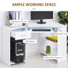 HOMCOM L-Shaped Corner Computer Desk w/ 2 Shelves Wide Worktop Keyboard Tray Drawer & CPU Stand Home Office Study Bedroom Furniture