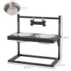 PawHut Raised Dog Bowl, Elevated Dog Bowl with Adjustable Height Stand, 2 Stainless Steel Bowls, for Small Medium Large Dogs - Black