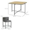 Outsunny 4 Seater Rattan Cube Garden Furniture Set with Cushions, Square Garden Dining Set with Stone Composite Board Top Table, Wicker Outdoor Table and Chairs, Grey