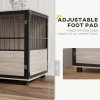PawHut Dog Crate Furniture, Dog Cage End Table Indoor with 3 Doors, Furniture Style Dog Crate with Soft Washable Cushion, for Large Dogs, 100L x 60W x 68Hcm