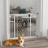 PawHut Pressure Fit Safety Gate for Doorways and Staircases, Dog Gate with Auto Closing Door, Pet Barrier for Hallways with Double Locking, Openings 74-100cm - White
