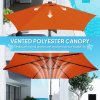 Outsunny 3(m) Cantilever Parasol with Solar LED and Easy Lever, Garden Parasol Umbrella with Cross Base and Waterproof Cover, Outdoor Sun Shades, Orange