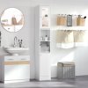 kleankin Tall Bathroom Storage Cabinet with Mirror, Freestanding Floor Cabinet Tallboy Unit with Adjustable Shelves, White