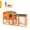 PawHut Rabbit Hutch Outdoor, 2 Tier Guinea Pig Hutch with Run, Ramp, Slide-out Tray, Asphalt Roof, 150 x 45 x 85cm