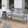 Outsunny 2-Seater Chair, Wooden Garden Bench, Outdoor Patio Loveseat for Porch, Grey