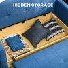 HOMCOM 2 Seater Sofa Bed, Convertible Bed Settee, Modern Cotton Loveseat Sofa Couch with 2 Cushions, Hidden Storage for Living Room, Guest Room, Deep Blue